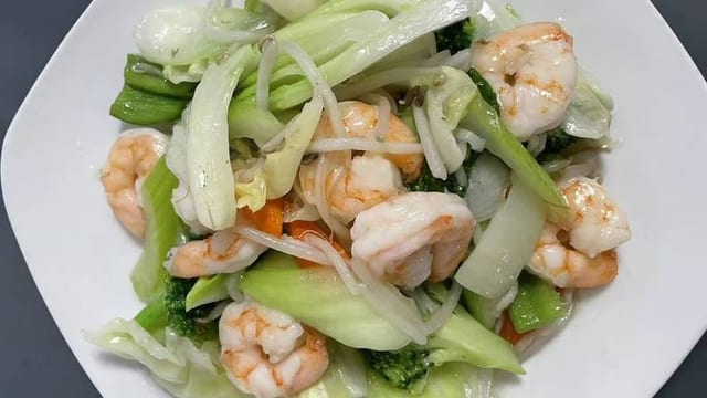 杂菜虾 Shrimp Mixed Vegetables.