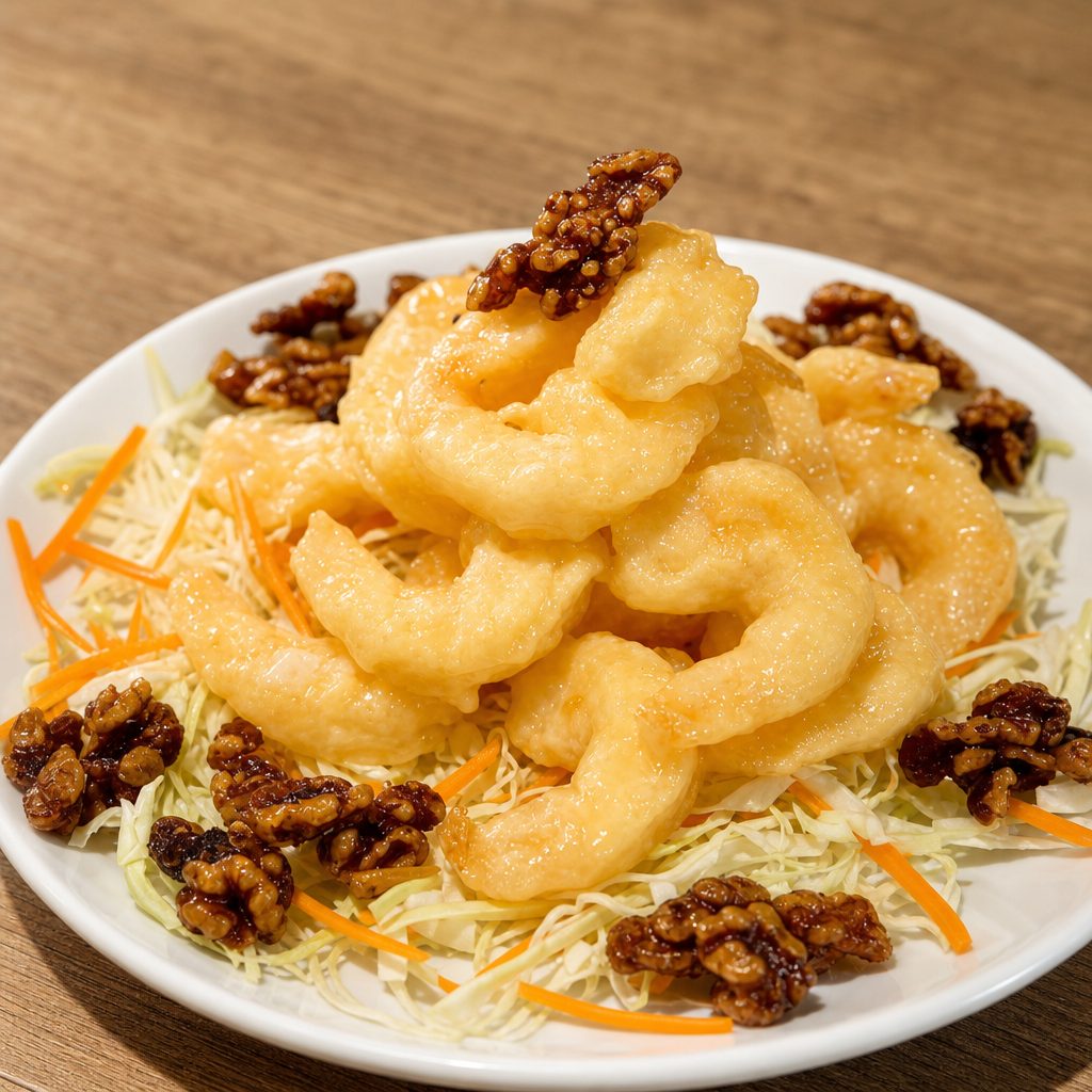 核桃虾 Honey Walnut Shrimp.