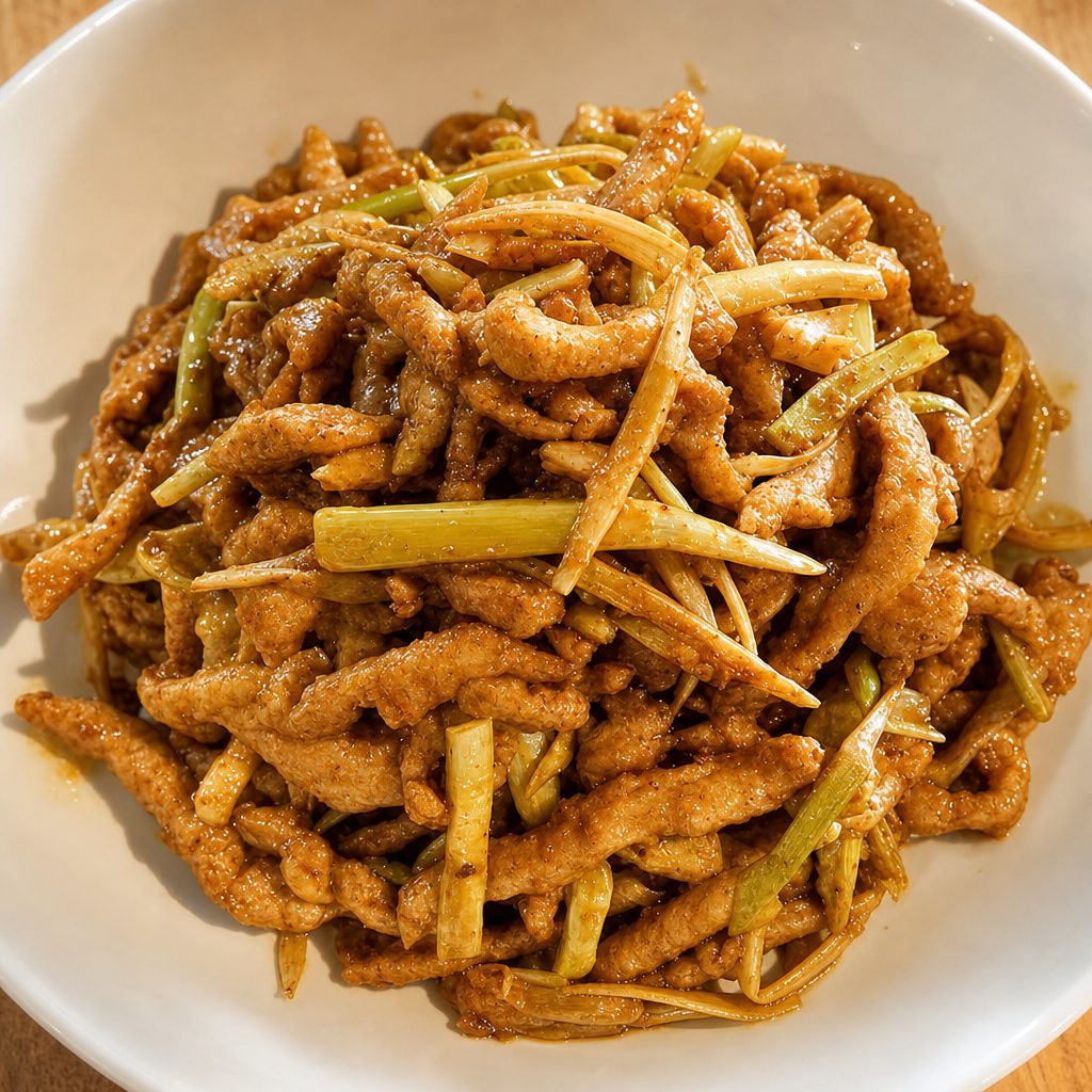 川式小笋炒肉 Szechuan Style Pork & Bamboo Stir-Fry.