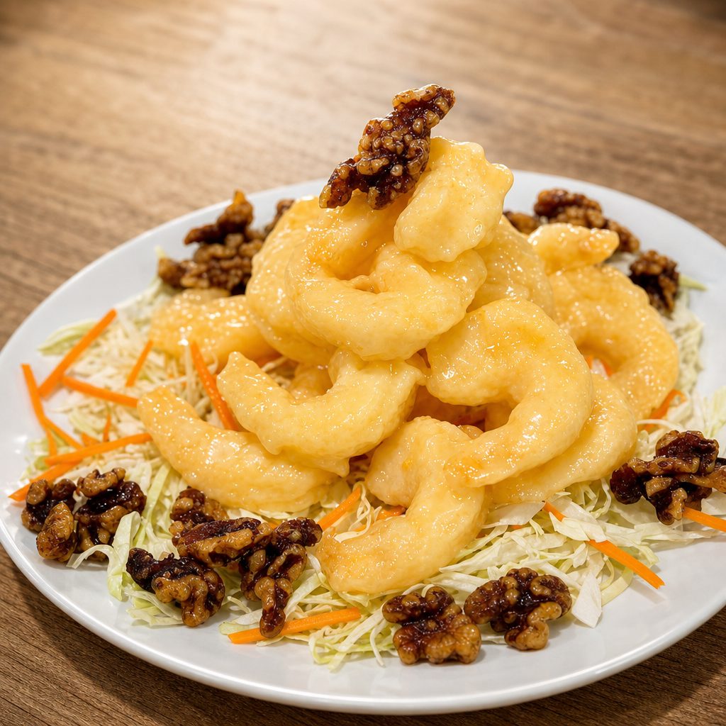 核桃虾 Honey Walnut Shrimp.