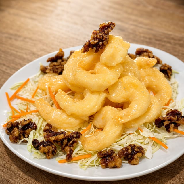 核桃虾 Honey Walnut Shrimp.