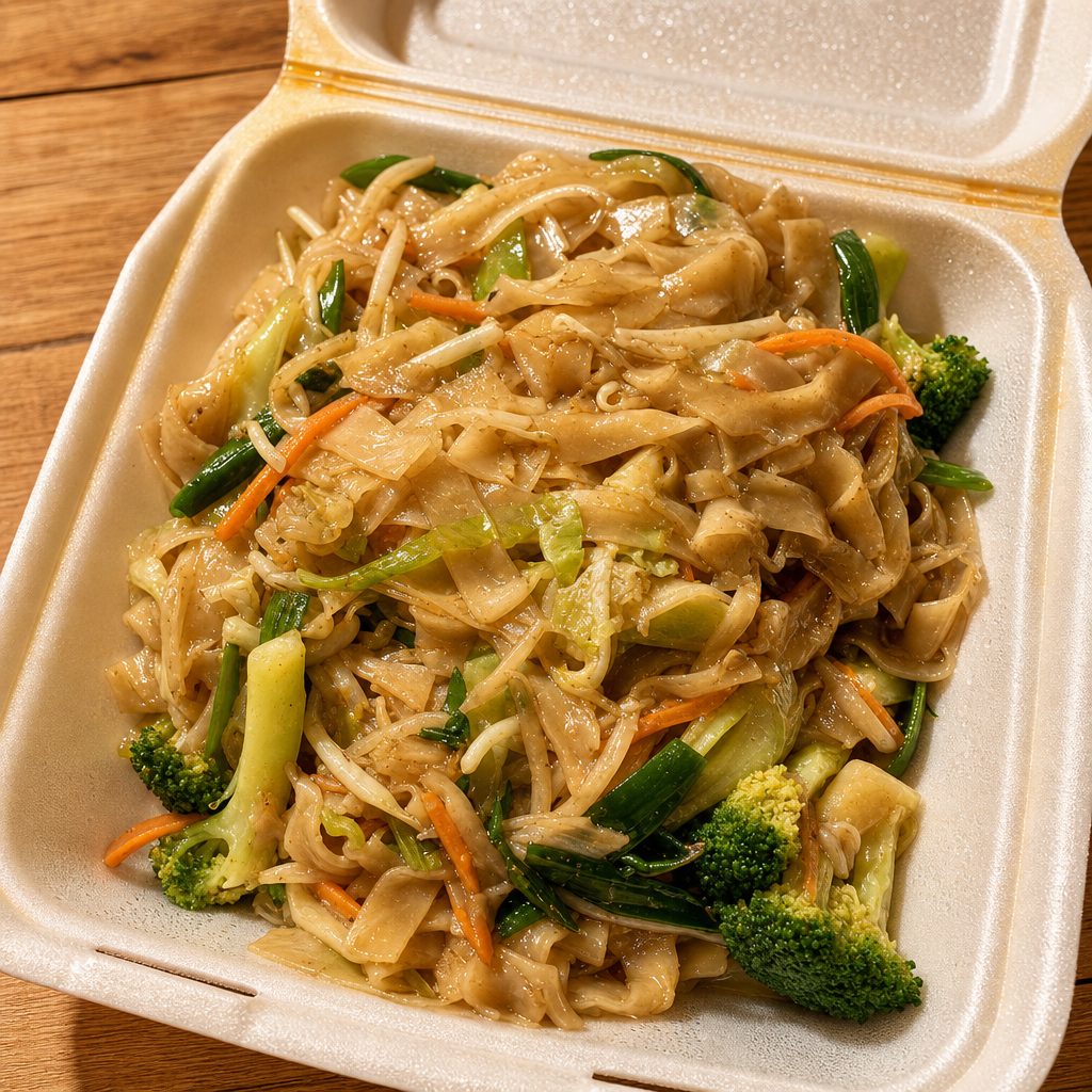 H.24 素菜炒河粉 Vegetable Chow Fun (Rice Noodle).
