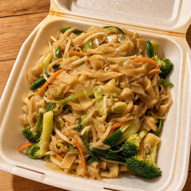 H.24 素菜炒河粉 Vegetable Chow Fun (Rice Noodle).