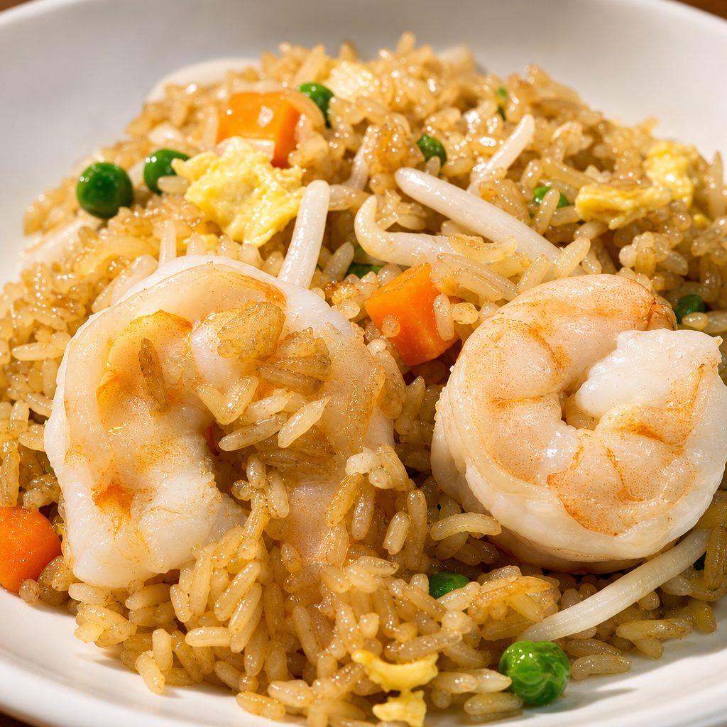 H12. 虾炒饭 Shrimp Fried Rice.