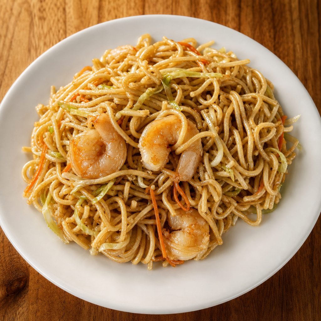 H12. 虾炒面 Shrimp Lo Mein.