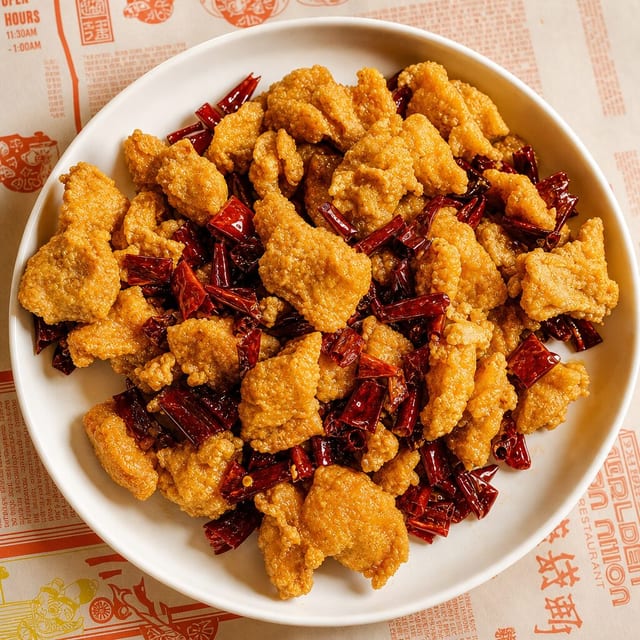 飘香辣子鸡 Spicy Diced Chicken.