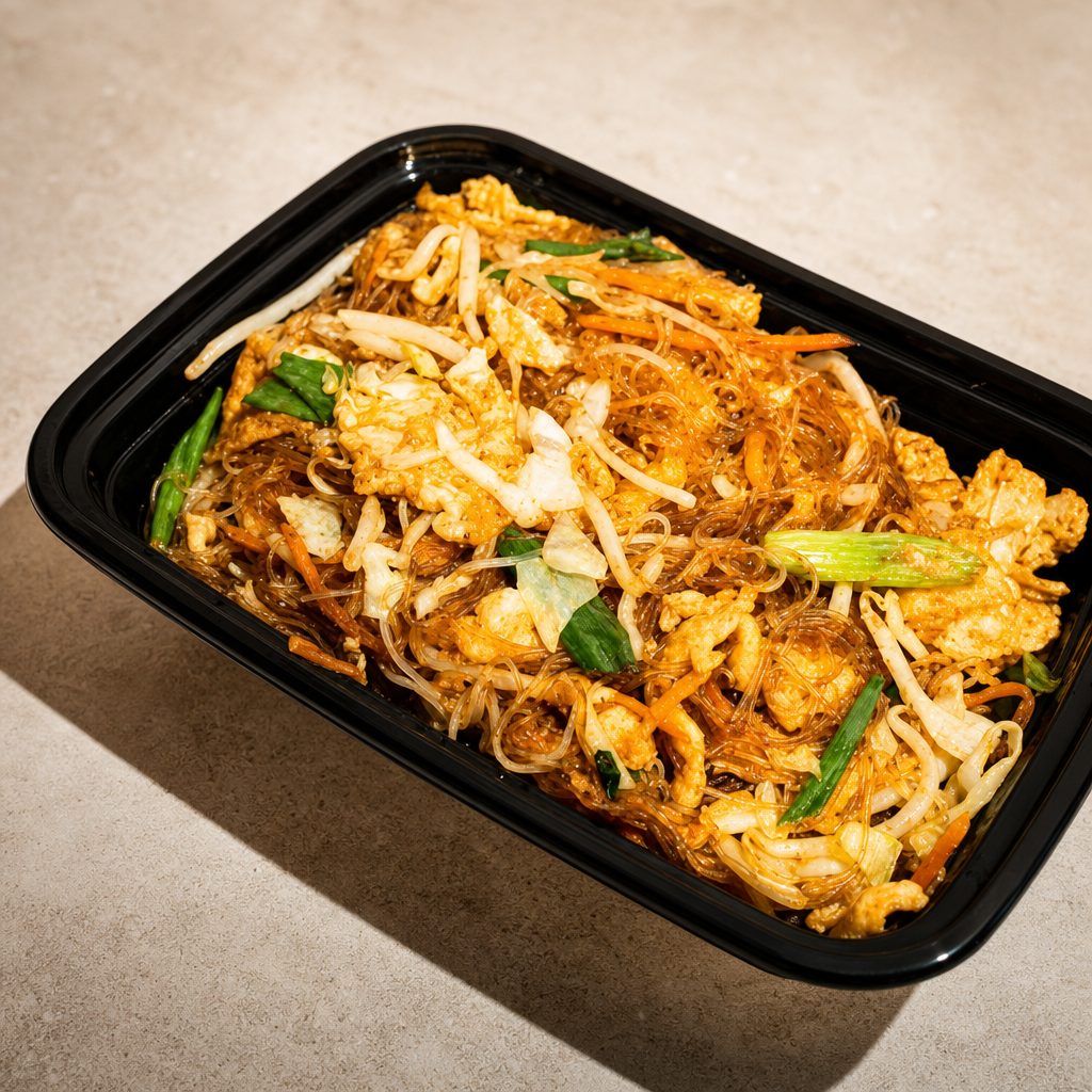香炒雞肉米粉 Stir-fried Thin Rice Noodle with Chicken.