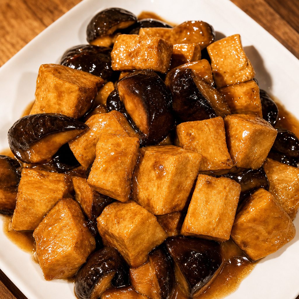 香菇烧豆腐 Braised Tofu With Mushroom.
