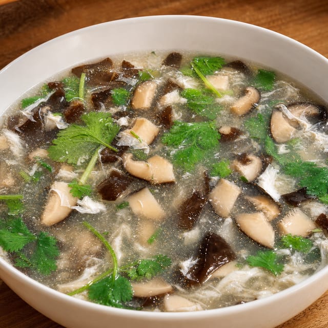 D14. 西湖牛肉羹 Minced Beef, Egg Flower & Tofu Soup.