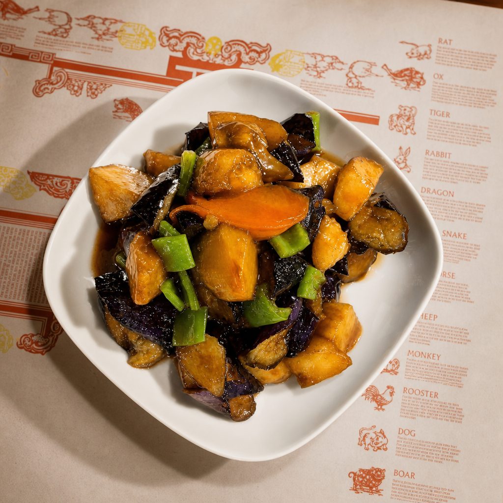 G8. 地三鲜 Grilled Eggplant with Potato.