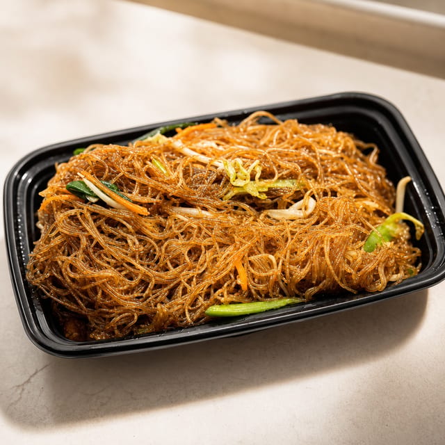 香炒牛肉米粉 Stir-fried Thin Rice Noodle with Beef.
