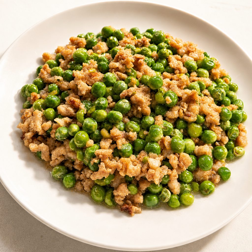 烂肉豌豆 (肉末悶豌豆) Minced Meat with Mushy Peas.