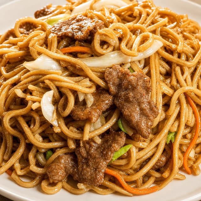 H13. 牛肉炒面 Beef Lo Mein.