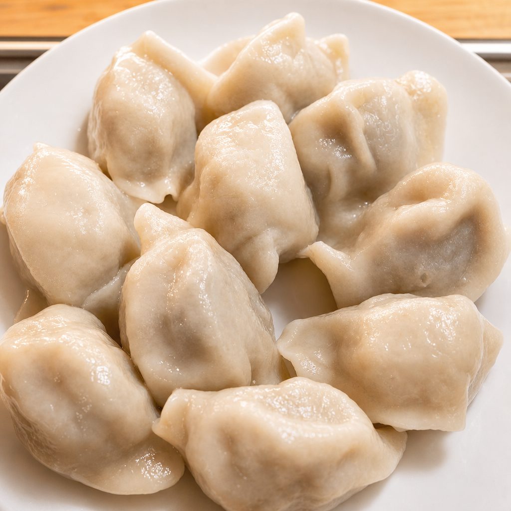 三鲜水饺 Chinese Chives & Shrimp Dumplings.
