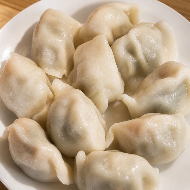 M8. 三鲜水饺 Chinese Chives & Shrimp Dumplings.
