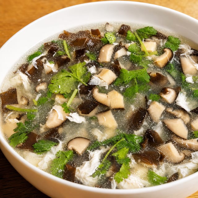 D14. 西湖牛肉羹 Minced Beef, Egg Flower & Tofu Soup.