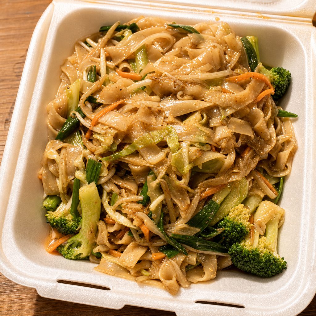 H.24 素菜炒河粉 Vegetable Chow Fun (Rice Noodle).