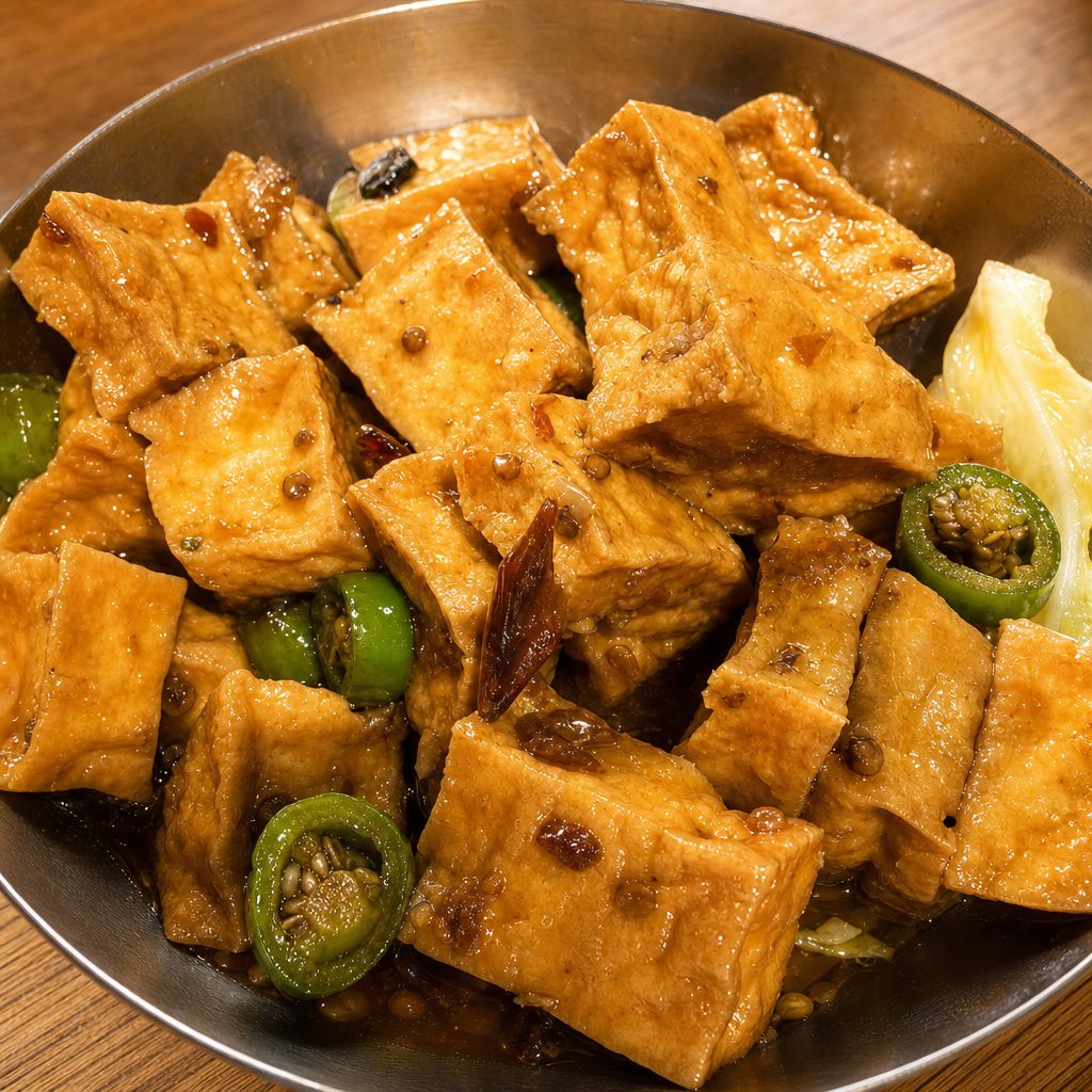 B4. 干锅豆腐 Grilled Tofu Pot.