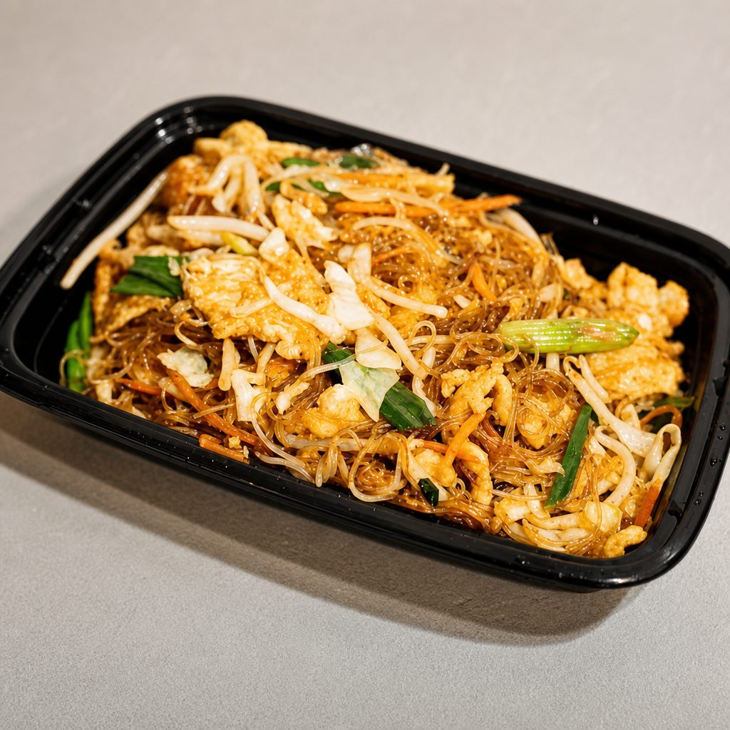 香炒雞肉米粉 Stir-fried Thin Rice Noodle with Chicken.