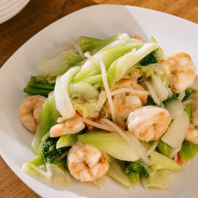 杂菜虾 Shrimp Mixed Vegetables.