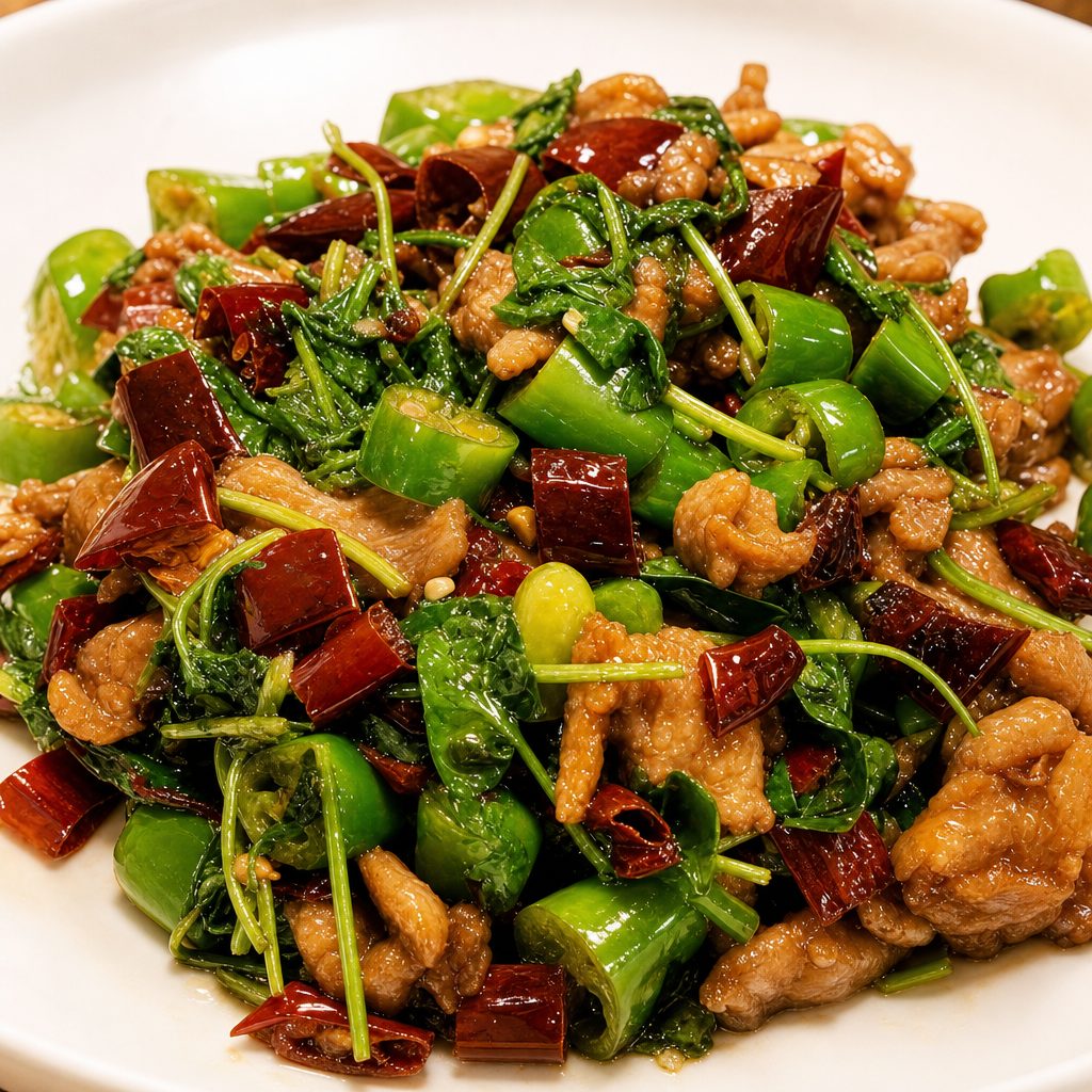 湖南小炒牛肉 Hunan Style Stir-Fried Beef.