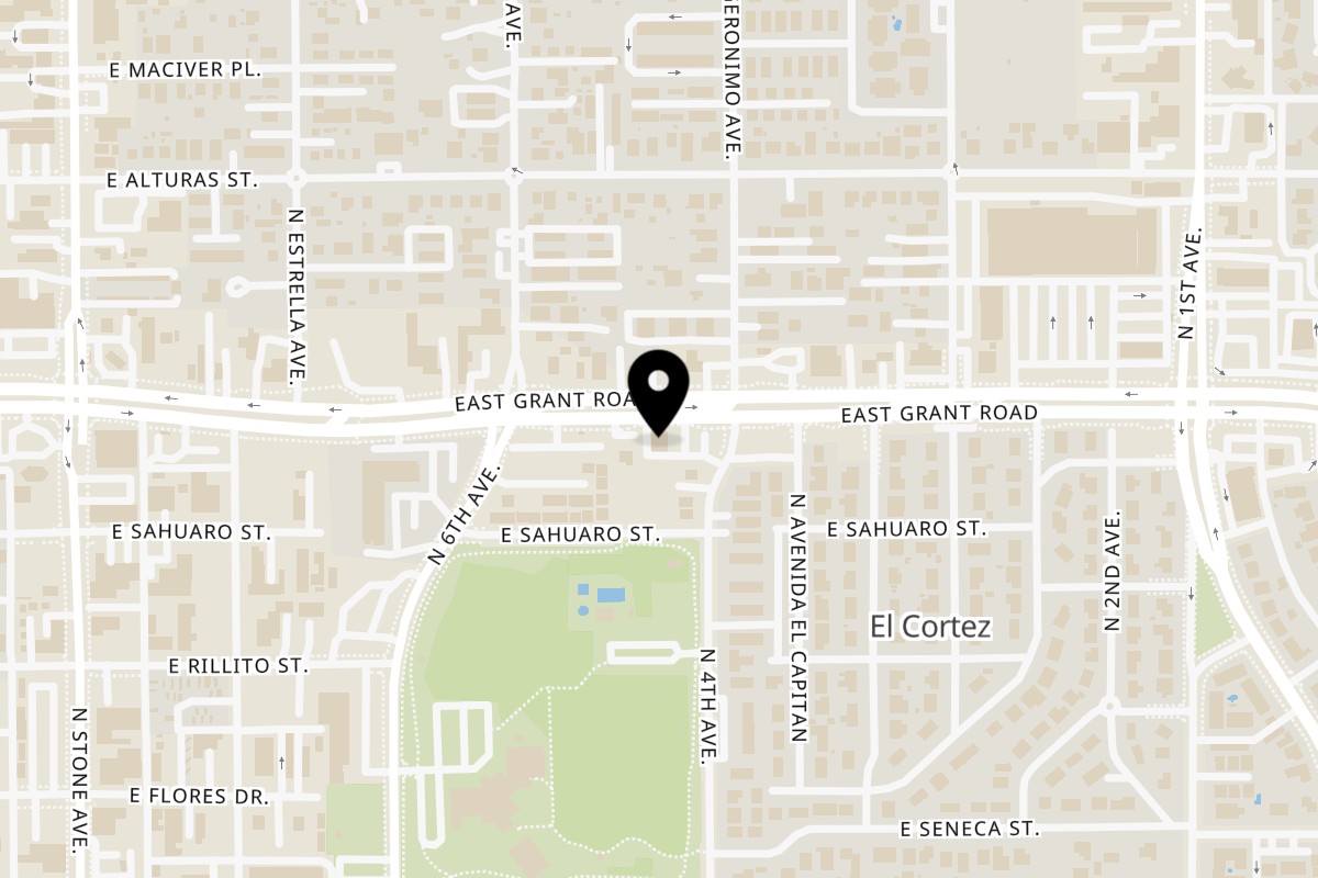Map showing the location of Chef Wang 状元楼 on 356 E Grant Rd in Tucson
